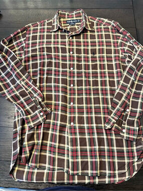 Ralph Lauren McMeel Vintage Plaid Button-Down Shirt Men's Sz Medium 100% Cotton